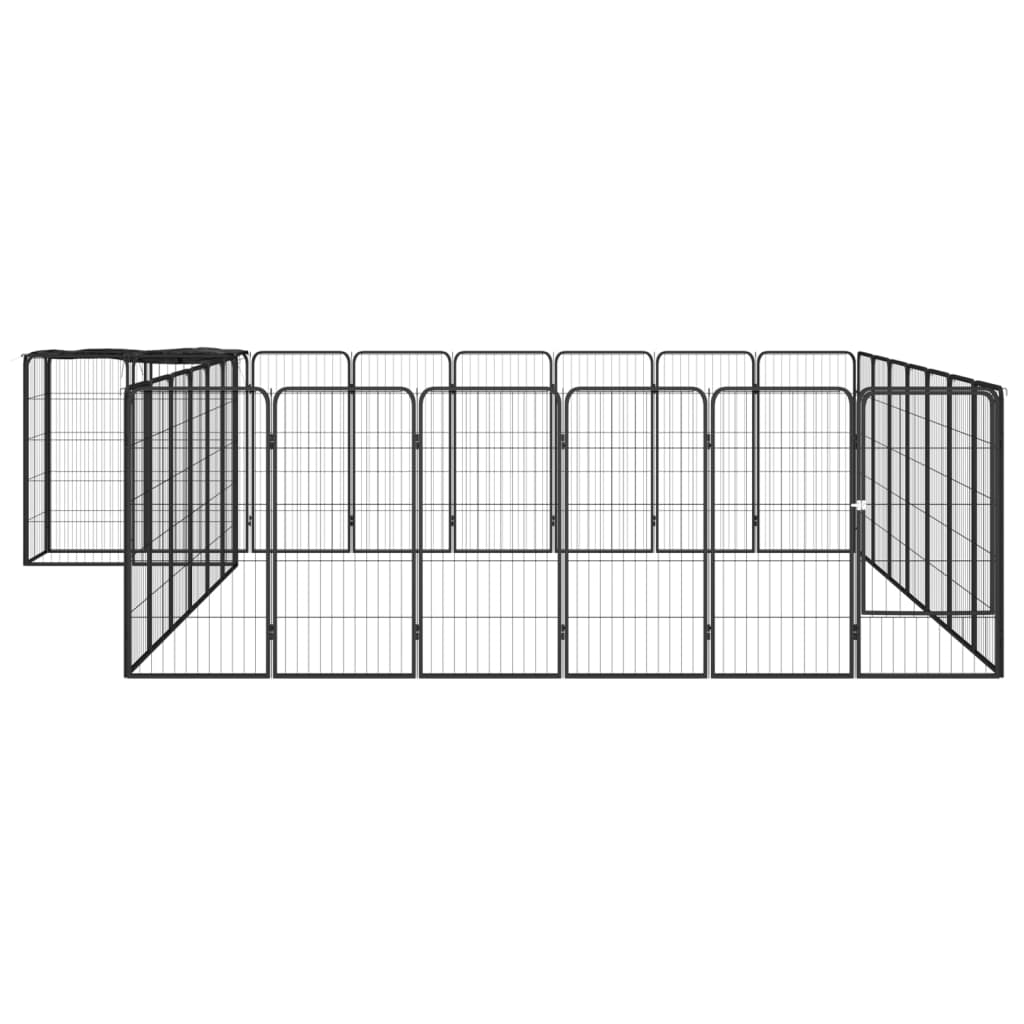 VidaXL Hondenkennel 30 panelen 50 x 100 cm gepoedercoat staal zwart