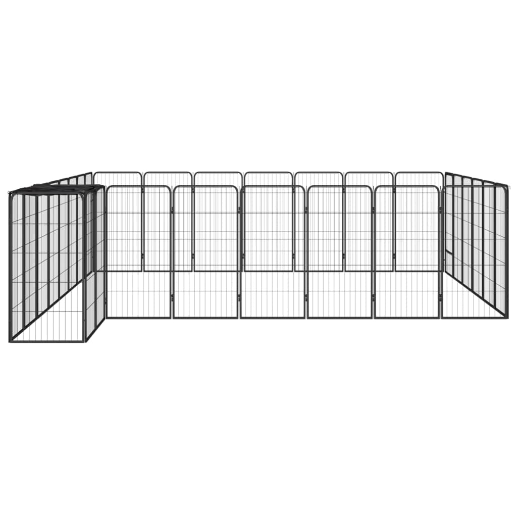 VidaXL Hondenkennel 30 panelen 50 x 100 cm gepoedercoat staal zwart