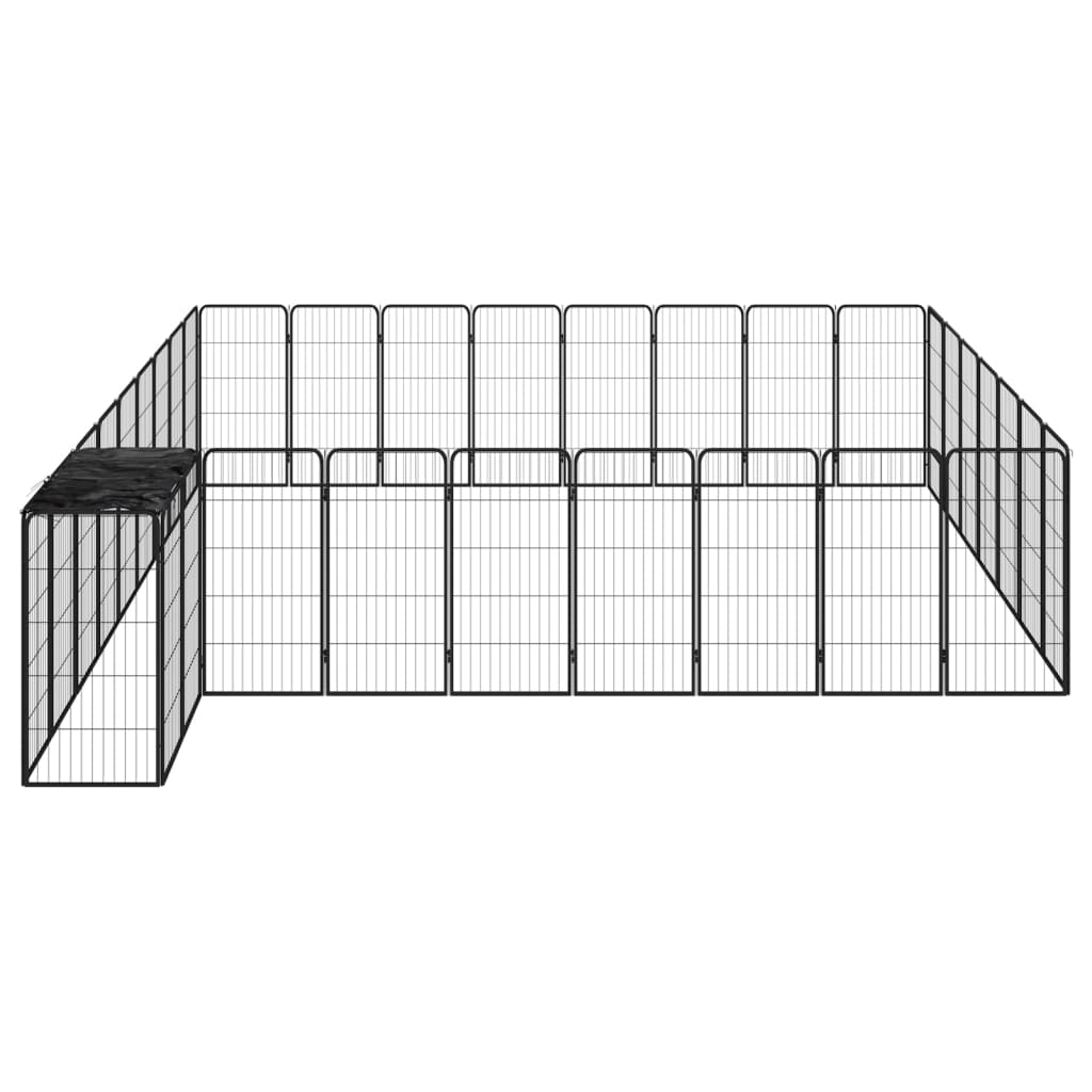 VidaXL Hondenkennel 34 panelen 50x100 cm gepoedercoat staal zwart