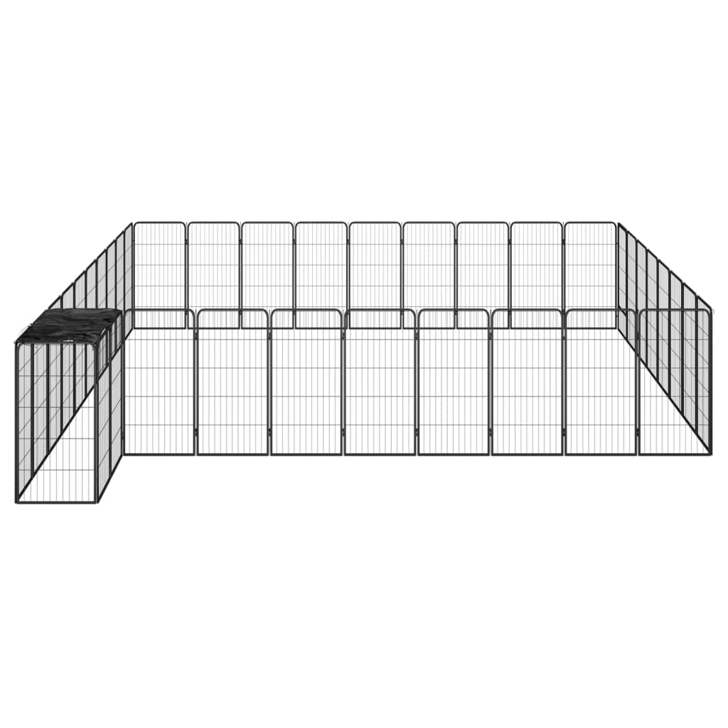 VidaXL Hondenkennel 38 panelen 50x100 cm gepoedercoat staal zwart