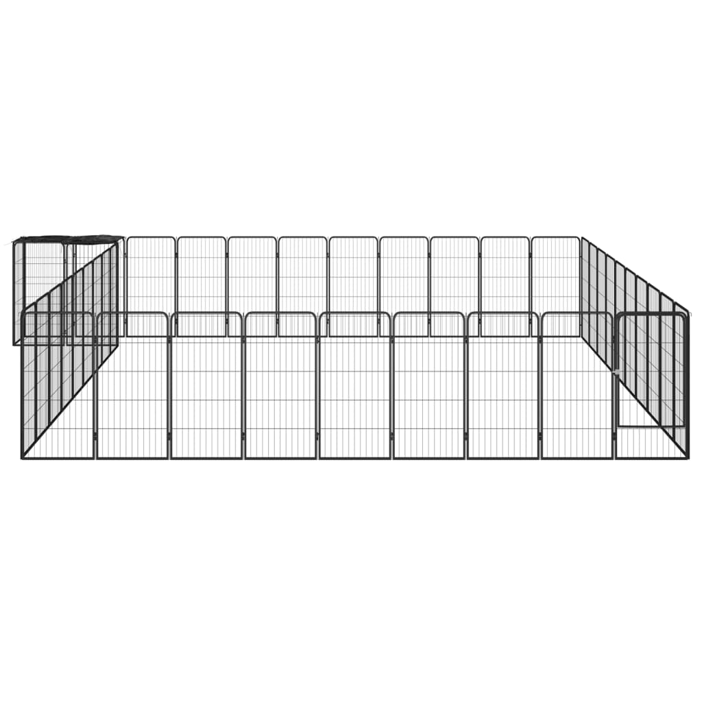 VidaXL Hondenkennel 42 panelen 50x100 cm gepoedercoat staal zwart