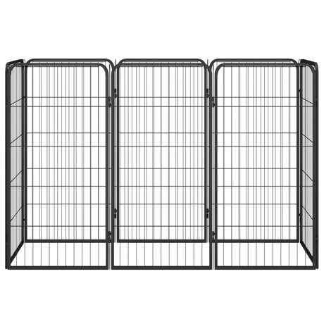 Vidaxl hondenkennel 8 panelen 50x100 cm gepoedercoat staal zwart