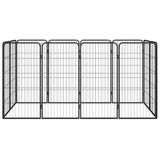 VidaXL Hondenkennel 12 panelen 50 x 100 cm gepoedercoat staal zwart