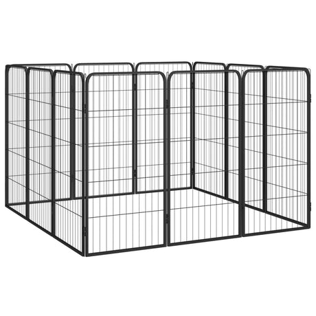 Vidaxl hondenkennel 12 panelen 50 x 100 cm gepoedercoat staal zwart