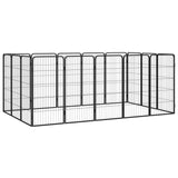 VidaXL Hondenkennel 16 panelen 50 x 100 cm gepoedercoat staal zwart