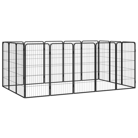 Vidaxl hondenkennel 16 panelen 50 x 100 cm gepoedercoat staal zwart