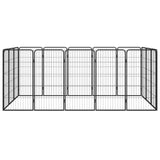 VidaXL Hondenkennel 16 panelen 50 x 100 cm gepoedercoat staal zwart