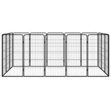 Vidaxl hondenkennel 16 panelen 50 x 100 cm gepoedercoat staal zwart