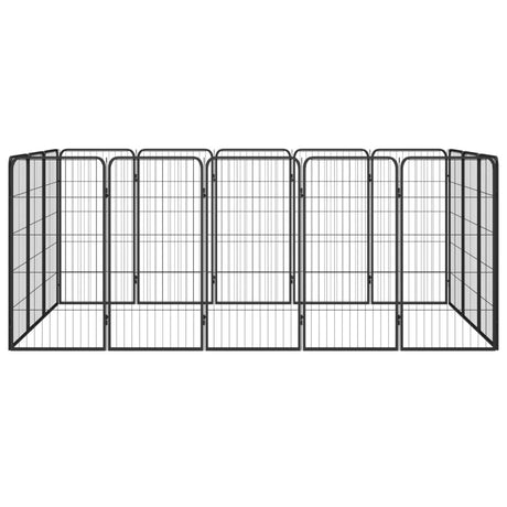 Vidaxl hondenkennel 16 panelen 50 x 100 cm gepoedercoat staal zwart