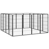 Vidaxl hondenkennel 16 panelen 50 x 100 cm gepoedercoat staal zwart