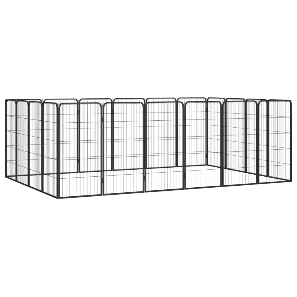 VidaXL Hondenkennel 20 panelen 50 x 100 cm gepoedercoat staal zwart