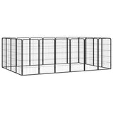 VidaXL Hondenkennel 20 panelen 50 x 100 cm gepoedercoat staal zwart