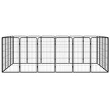 VidaXL Hondenkennel 20 panelen 50 x 100 cm gepoedercoat staal zwart