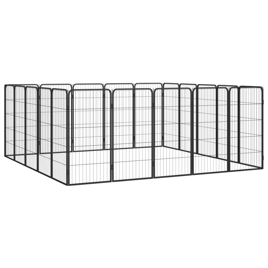 VidaXL Hondenkennel 20 panelen 50 x 100 cm gepoedercoat staal zwart