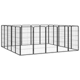 VidaXL Hondenkennel 20 panelen 50 x 100 cm gepoedercoat staal zwart