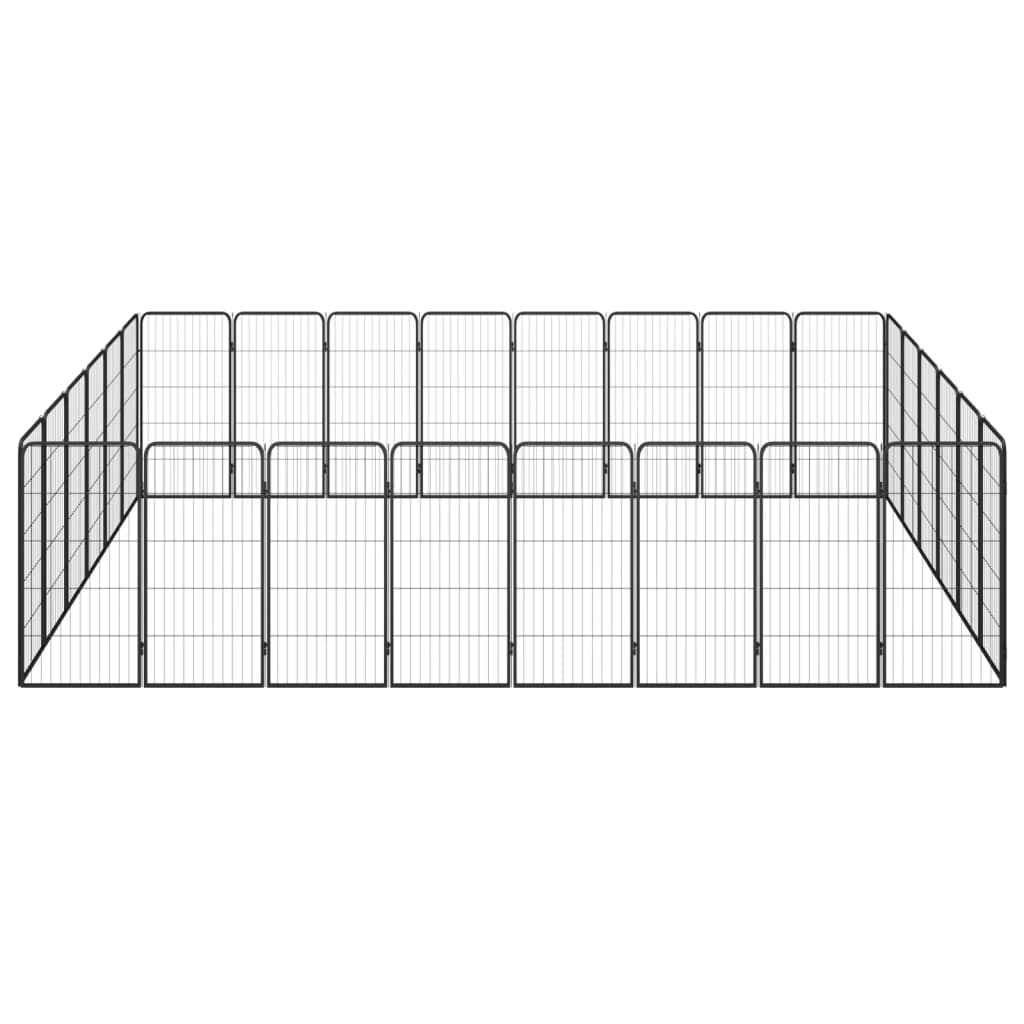 VidaXL Hondenkennel 28 panelen 50x100 cm gepoedercoat staal zwart