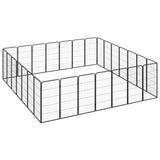 VidaXL Hondenkennel 28 panelen 50x100 cm gepoedercoat staal zwart