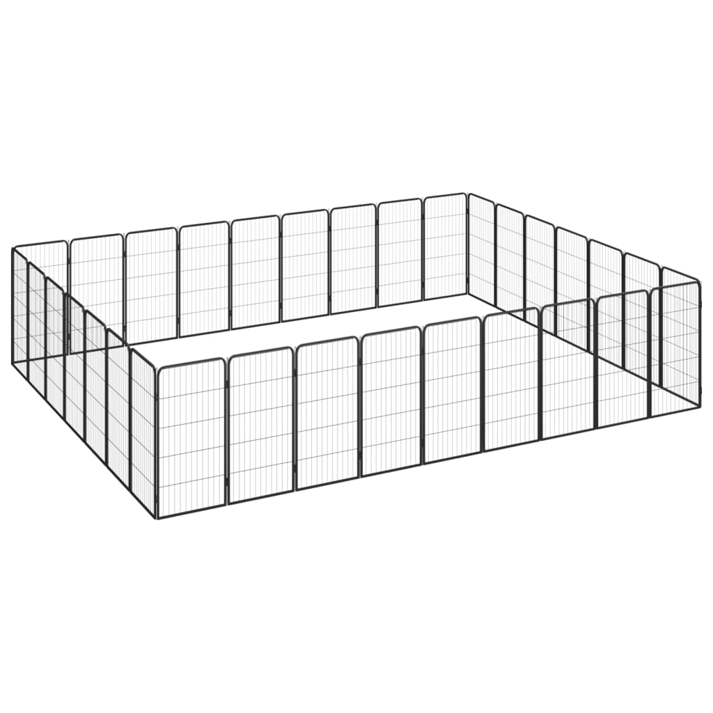 VidaXL Hondenkennel 32 panelen 50 x 100 cm gepoedercoat staal zwart