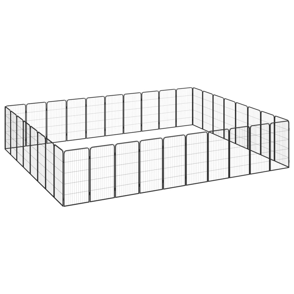 VidaXL Hondenkennel 36 panelen 50 x 100 cm gepoedercoat staal zwart