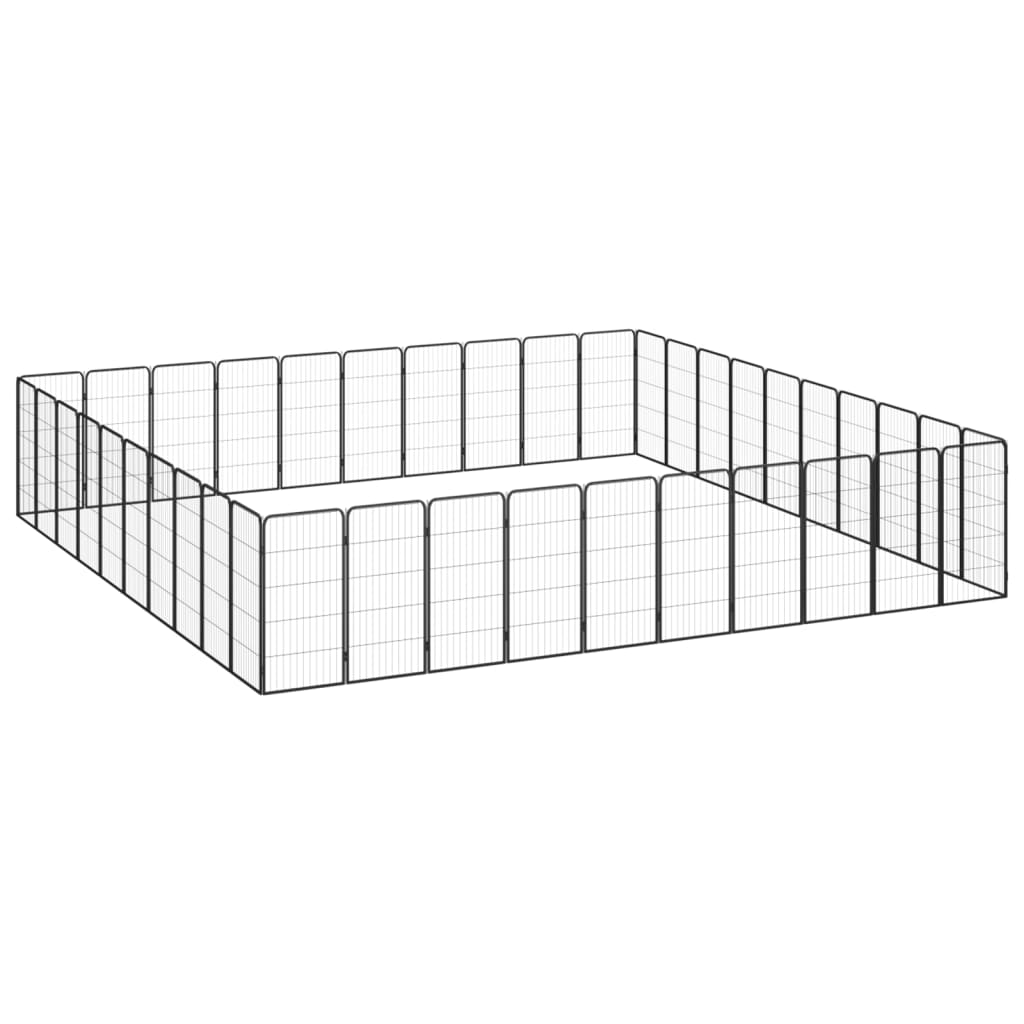 VidaXL Hondenkennel 40 panelen 50 x 100 cm gepoedercoat staal zwart