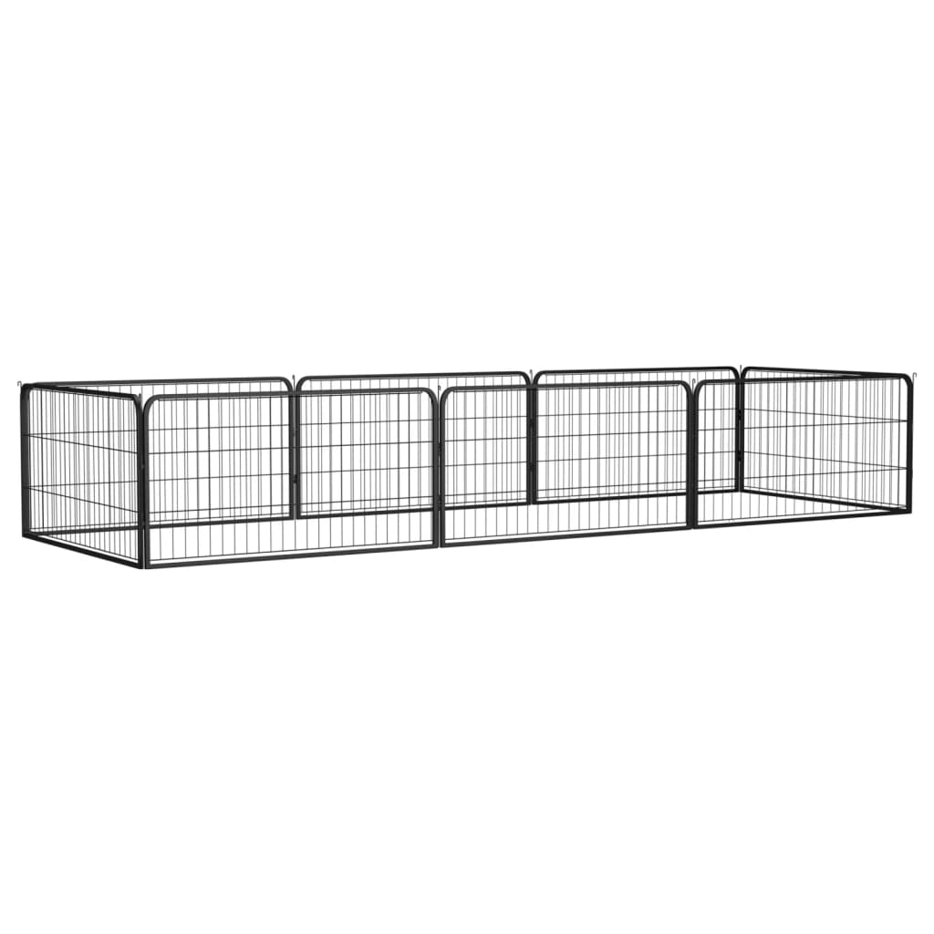 VidaXL Hondenkennel 8 panelen 100x50 cm gepoedercoat staal zwart