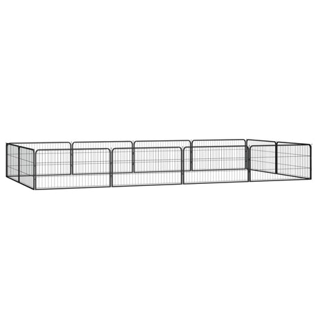 Vidaxl hondenkennel 12 panelen 100x50 cm gepoedercoat staal zwart