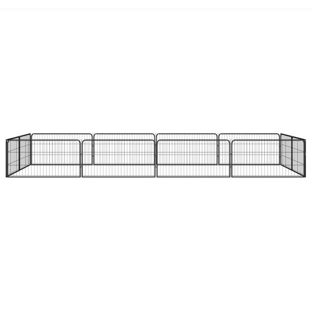 VidaXL Hondenkennel 12 panelen 100x50 cm gepoedercoat staal zwart