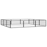 VidaXL Hondenkennel 12 panelen 100x50 cm gepoedercoat staal zwart