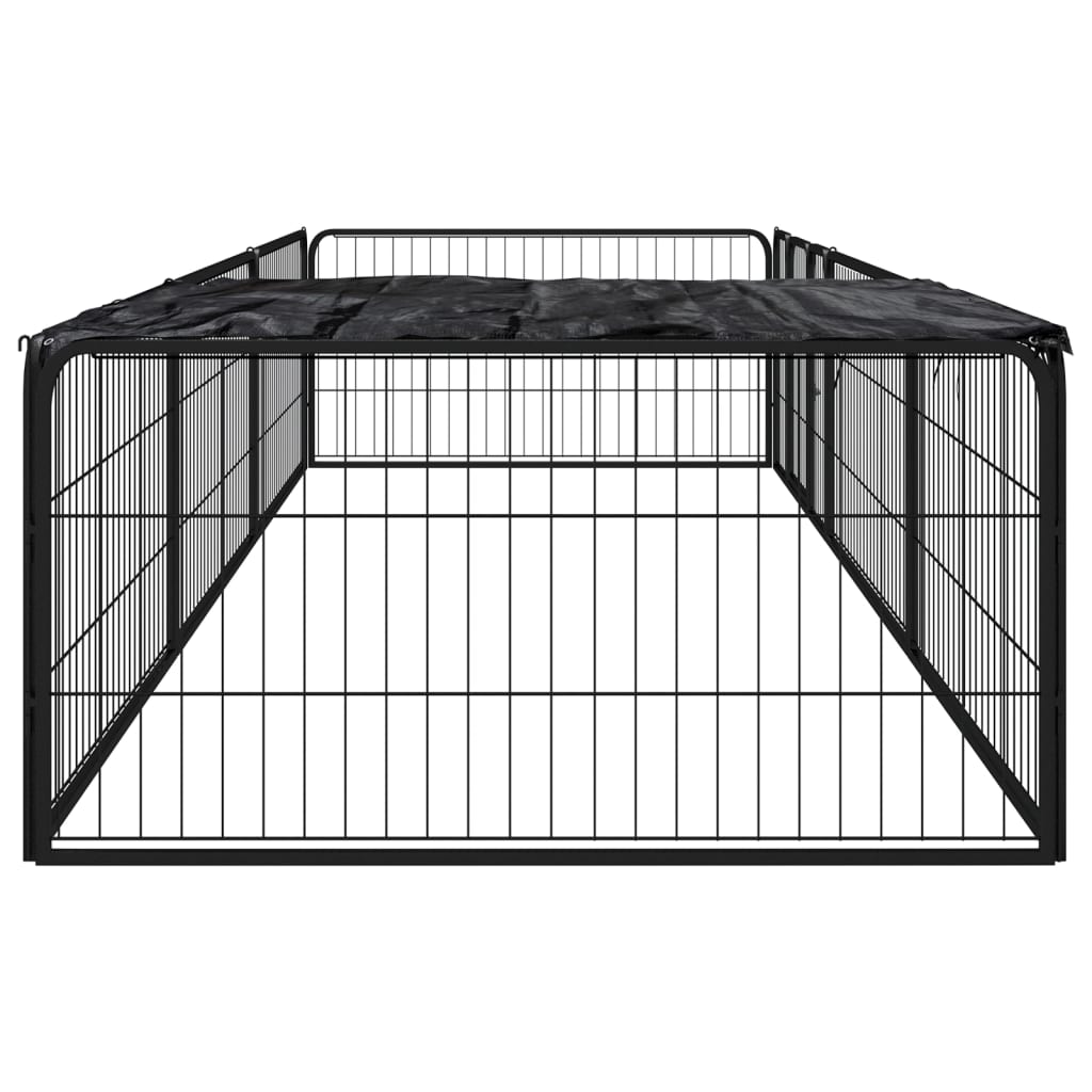 VidaXL Hondenkennel 8 panelen 100x50 cm gepoedercoat staal zwart