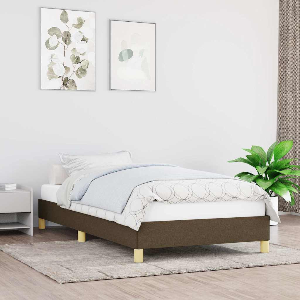 Vidaxl bedframe zonder matras 90x190 cm stof donkerbruin