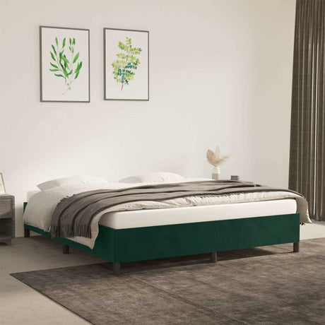 Vidaxl bedframe zonder matras 160x200 cm fluweel donkergroen