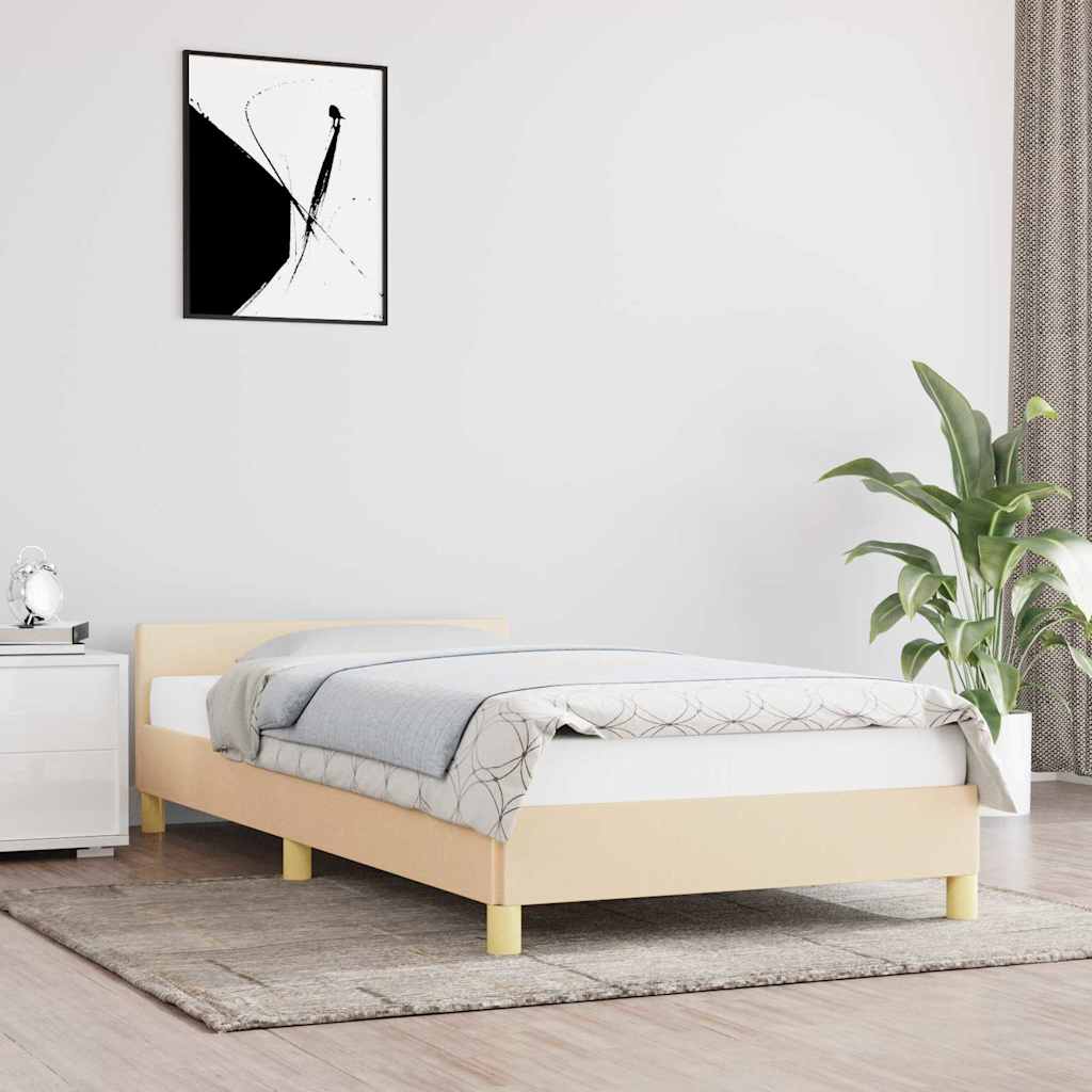 Vidaxl bedframe met hoofdeinde zonder matras 90x200 cm stof crème