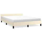Vidaxl bedframe met hoofdeinde zonder matras 140x190 cm crèmekleurig
