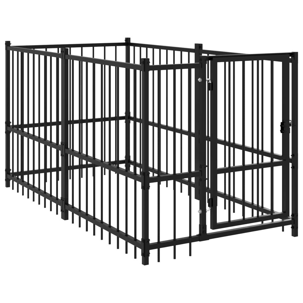 Vidaxl hondenkennel 193,5x97x100 cm staal zwart