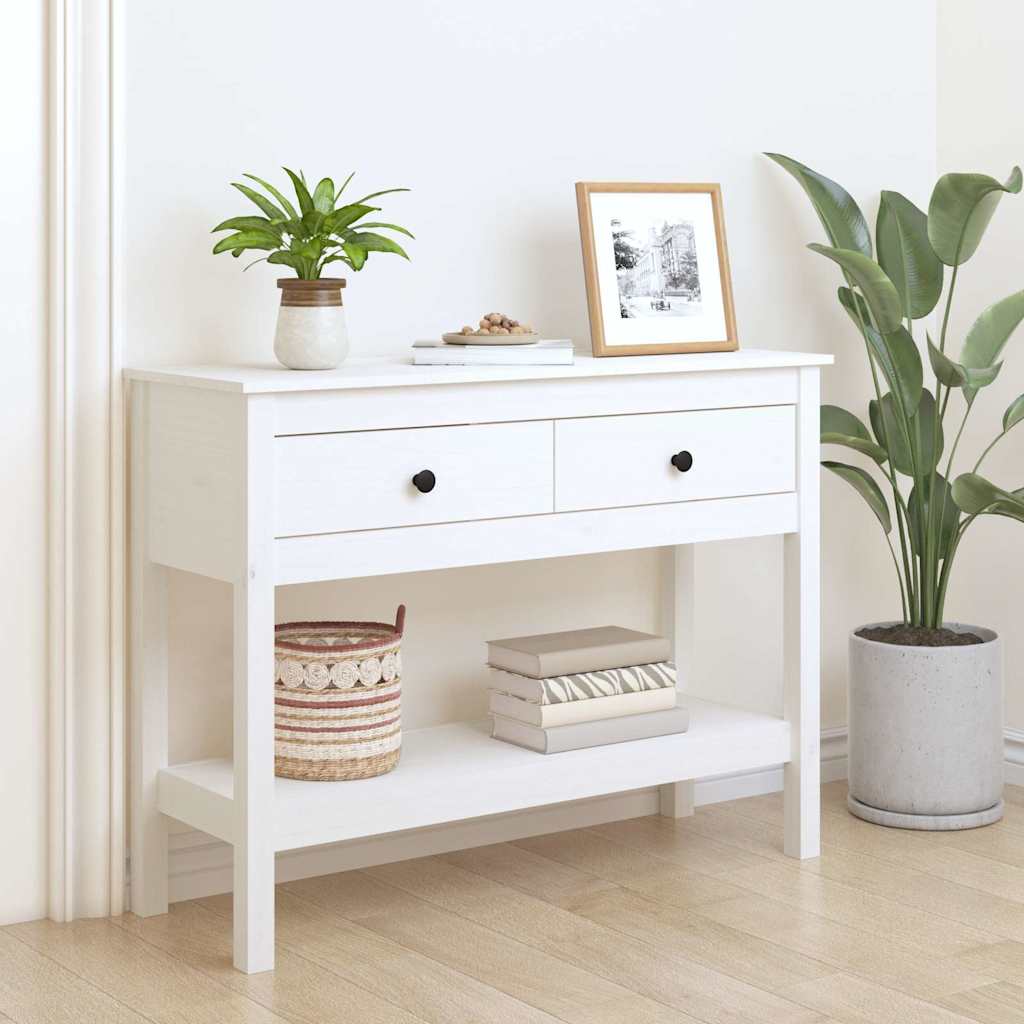 Vidaxl wandtafel 100x35x75 cm massief grenenhout wit
