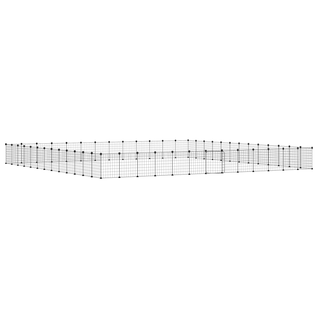 VidaXL Huisdierenkooi met deur 52 panelen 35x35 cm staal zwart