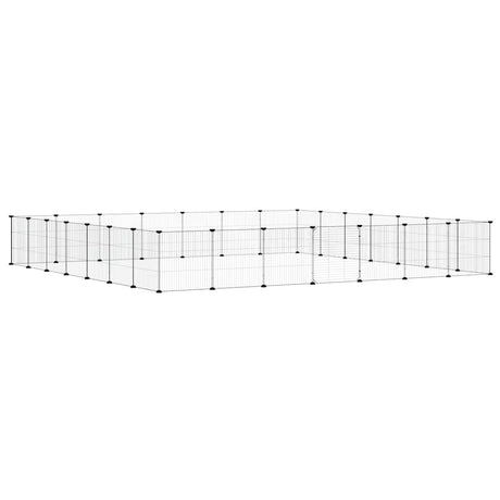 Vidaxl huisdierenkooi met deur 28 panelen 35x35 cm staal zwart
