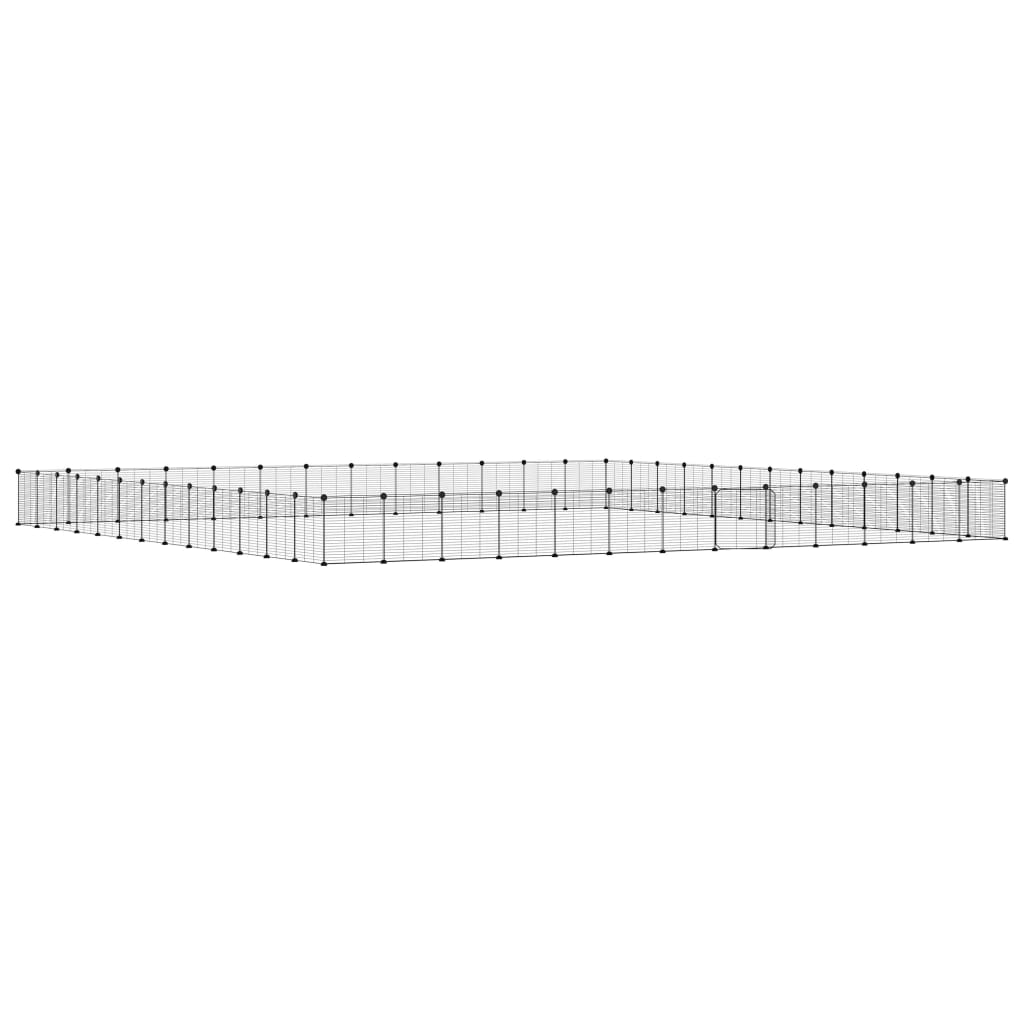 VidaXL Huisdierenkooi met deur 52 panelen 35x35 cm staal zwart