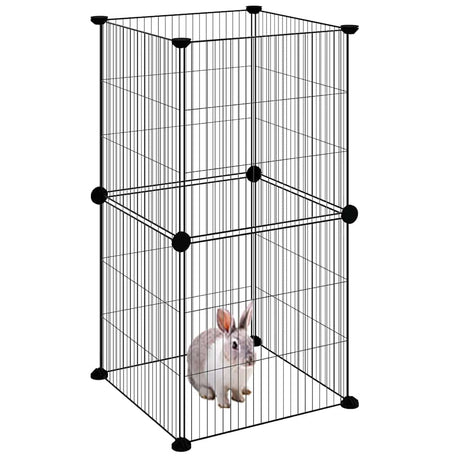 Vidaxl huisdierenkooi met 8 panelen 35x35 cm staal zwart