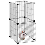 Vidaxl huisdierenkooi met deur 8 panelen 35x35 cm staal zwart