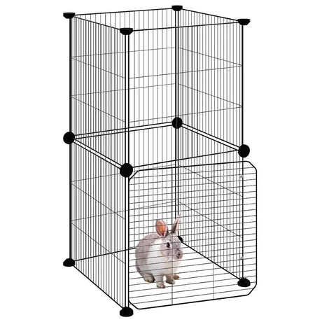 Vidaxl huisdierenkooi met deur 8 panelen 35x35 cm staal zwart