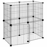 Vidaxl huisdierenkooi met deur 12 panelen 35x35 cm staal zwart