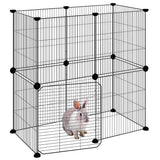 Vidaxl huisdierenkooi met deur 12 panelen 35x35 cm staal zwart