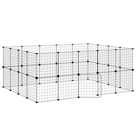 Vidaxl huisdierenkooi met deur 36 panelen 35x35 cm staal zwart