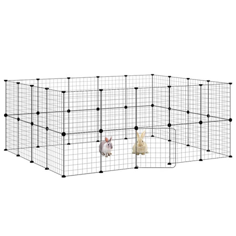 Vidaxl huisdierenkooi met deur 36 panelen 35x35 cm staal zwart