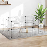 Vidaxl huisdierenkooi met deur 36 panelen 35x35 cm staal zwart