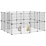 Vidaxl huisdierenkooi met deur 28 panelen 35x35 cm staal zwart