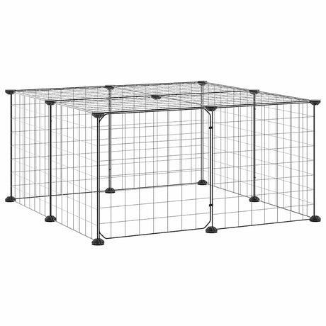 Vidaxl huisdierenkooi met deur 12 panelen 35x35 cm staal zwart