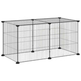 Vidaxl huisdierenkooi met 8 panelen 35x35 cm staal zwart