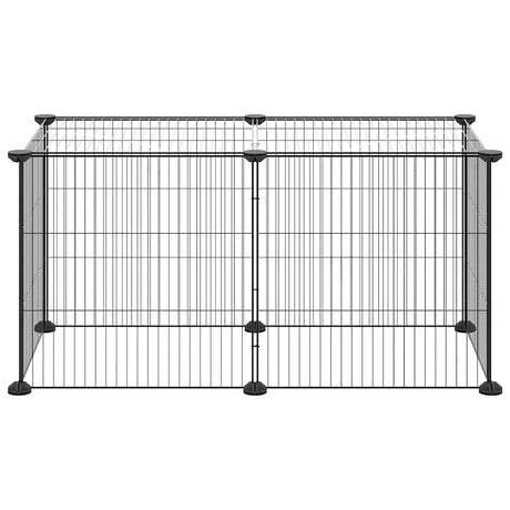 Vidaxl huisdierenkooi met 8 panelen 35x35 cm staal zwart